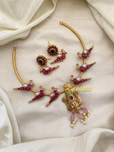 Premium Temple Hasli Choker-Balaji- Pink Beads-G7384